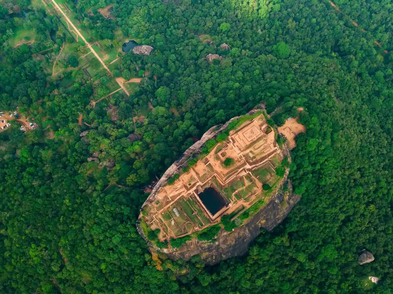 Aerial View of Sigiriya Rock Fortress